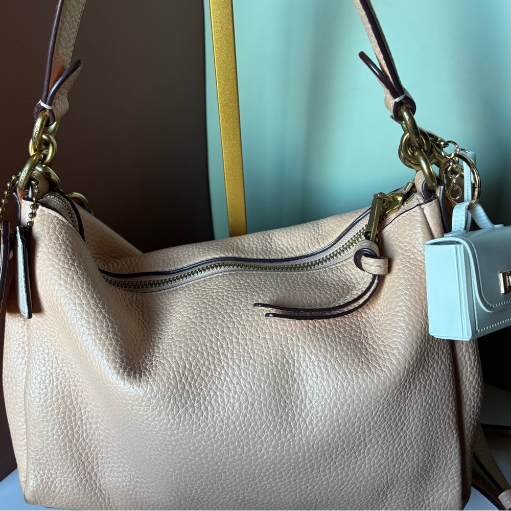 COACH Shay Style 601 Pebbled Leather Shoulder & Crossbody Bag in Blush Peach - Picture 7 of 12